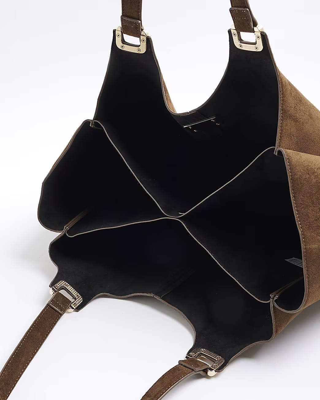 TSV River Island Brown Faux Suede Winged Shopper Bag