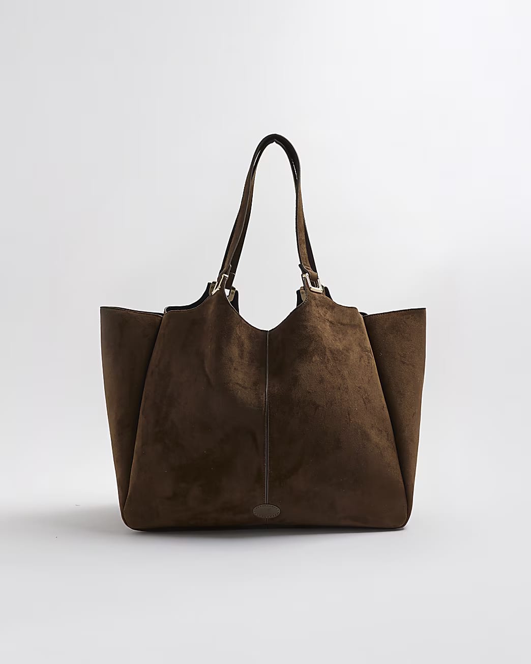 TSV River Island Brown Faux Suede Winged Shopper Bag
