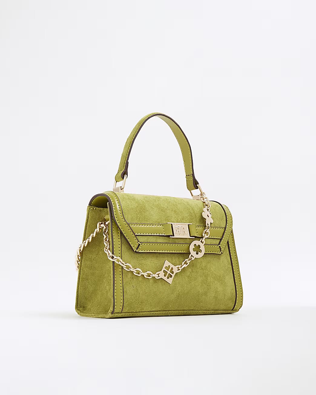 TSV River Island Green Faux Suede Mini Cross Body Bag
