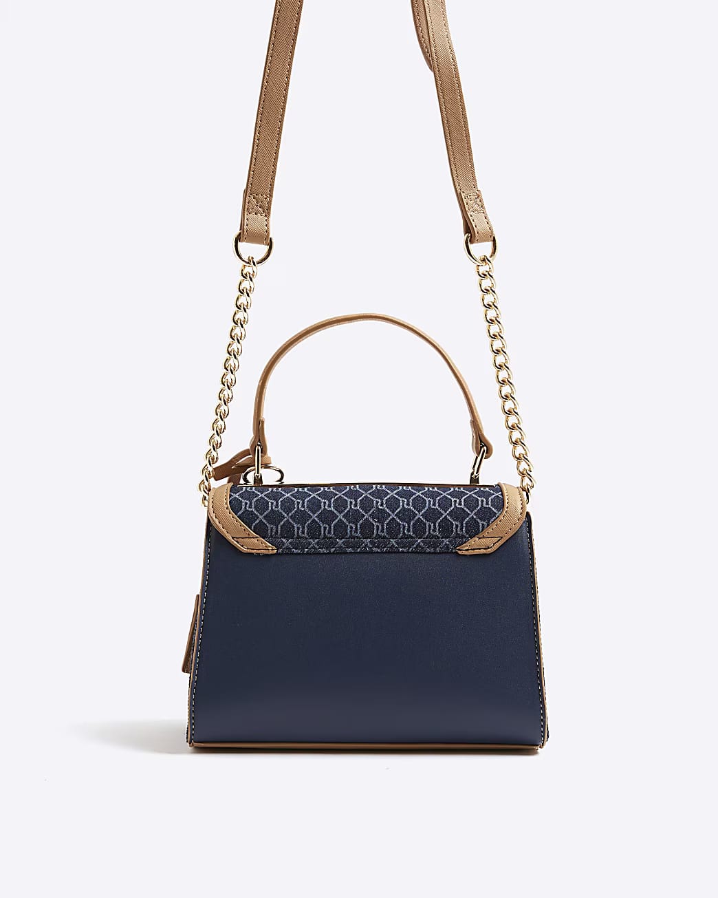 TSV River Island Blue Denim Monogram Mini Cross Body Bag