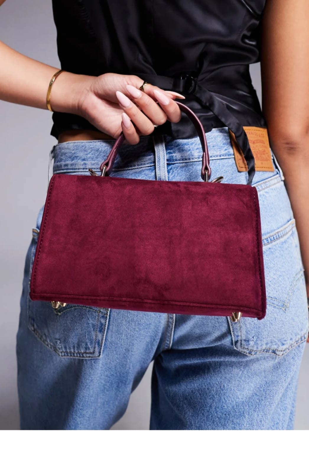 TSV Burgundy Lock Front Mini Tote Bag from River Island.