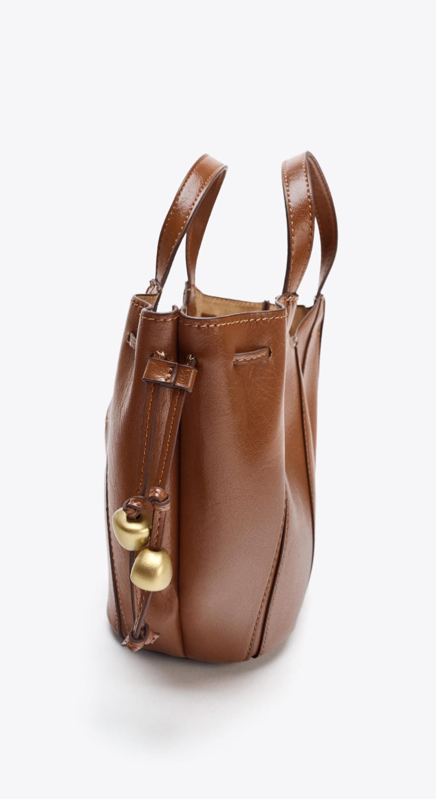 TSV ZARA Beaded Strap Topstitch Detailed Handbag