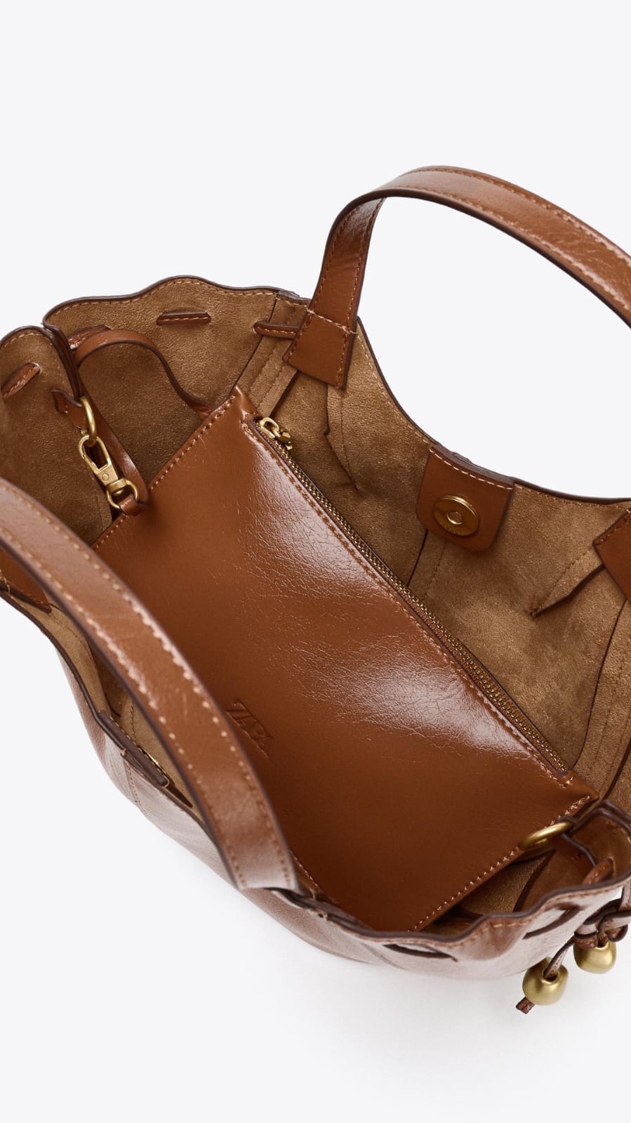 TSV ZARA Beaded Strap Topstitch Detailed Handbag