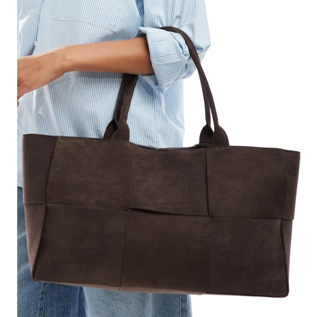 TSV Glamorous Large Woven Faux Suede Tote Bag.