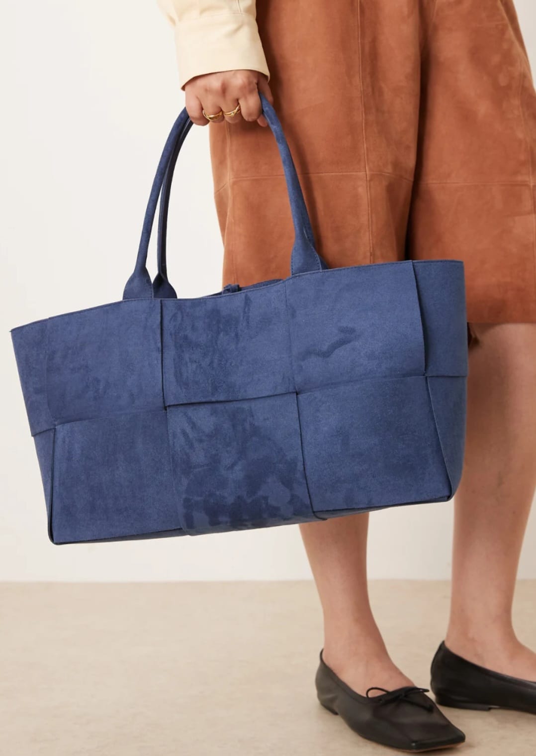 TSV Glamorous Large Woven Faux Suede Tote Bag.