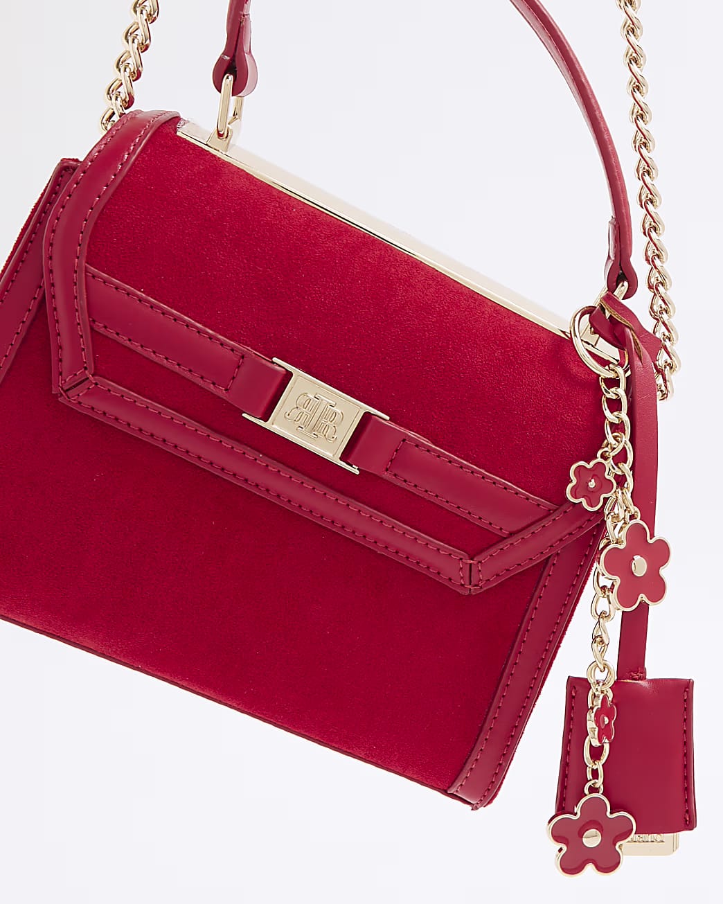 TSV River Island Red Faux Suede Mini Cross Body bag