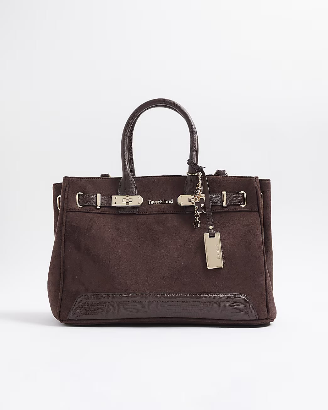 TSV River Island Brown Faux Suede Tote Bag