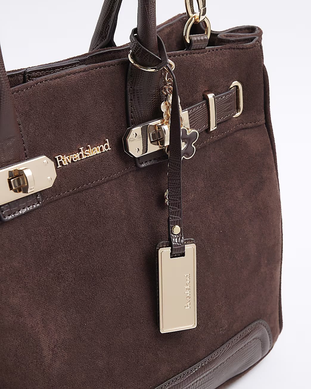 TSV River Island Brown Faux Suede Tote Bag