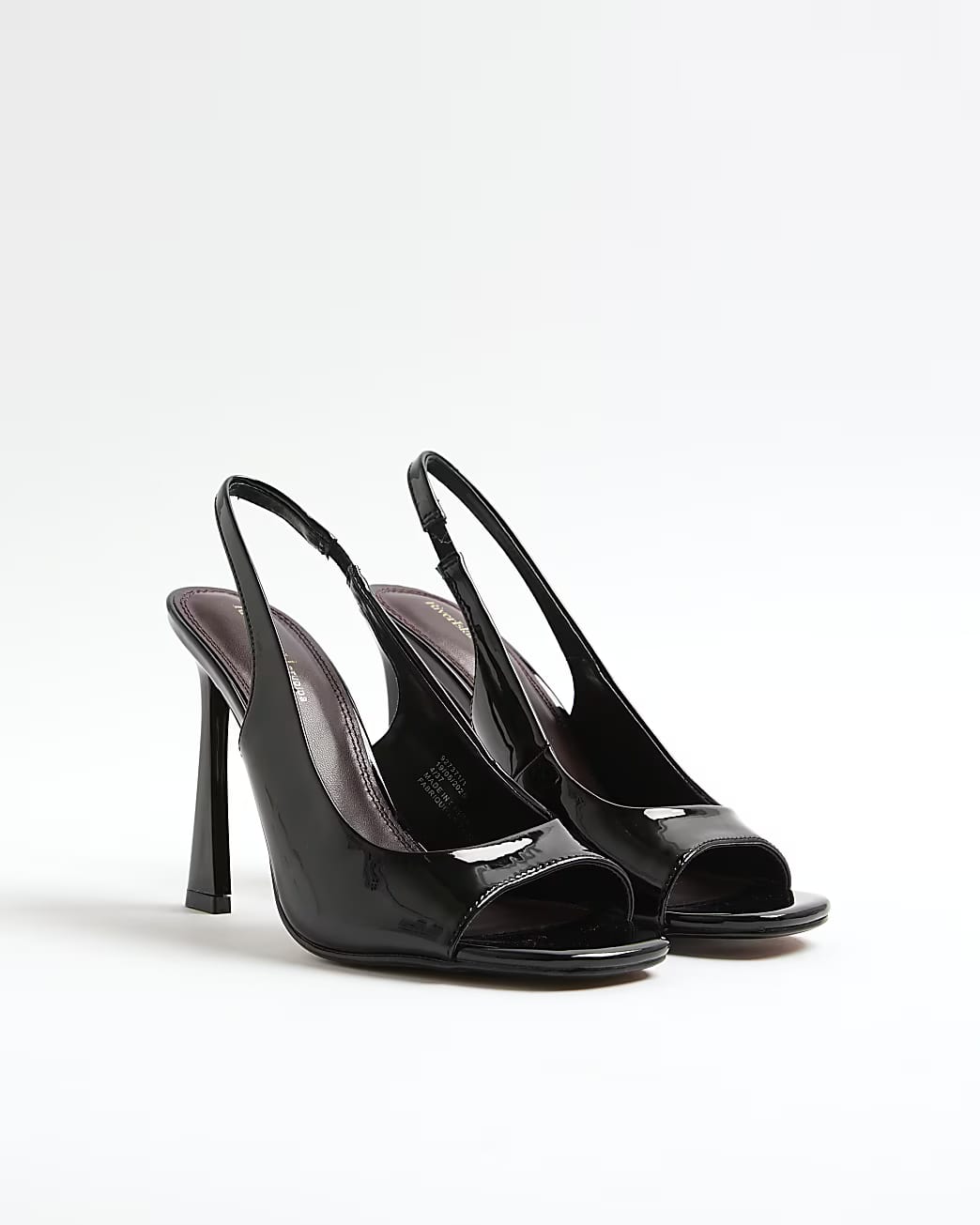 TSV River Island Black Slingback Peep Toe Heeled  Shoe
