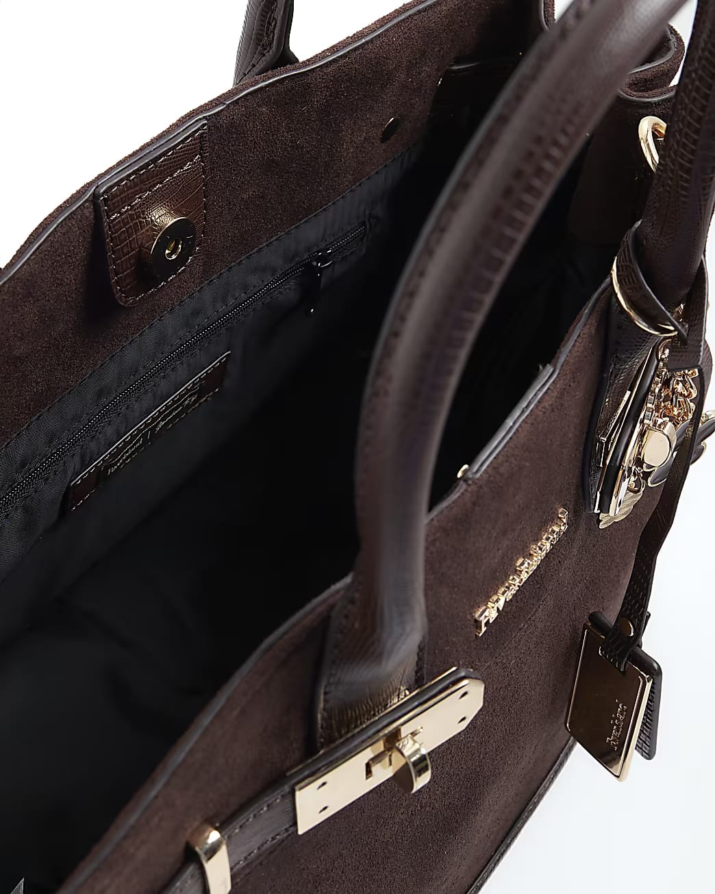 TSV River Island Brown Faux Suede Tote Bag