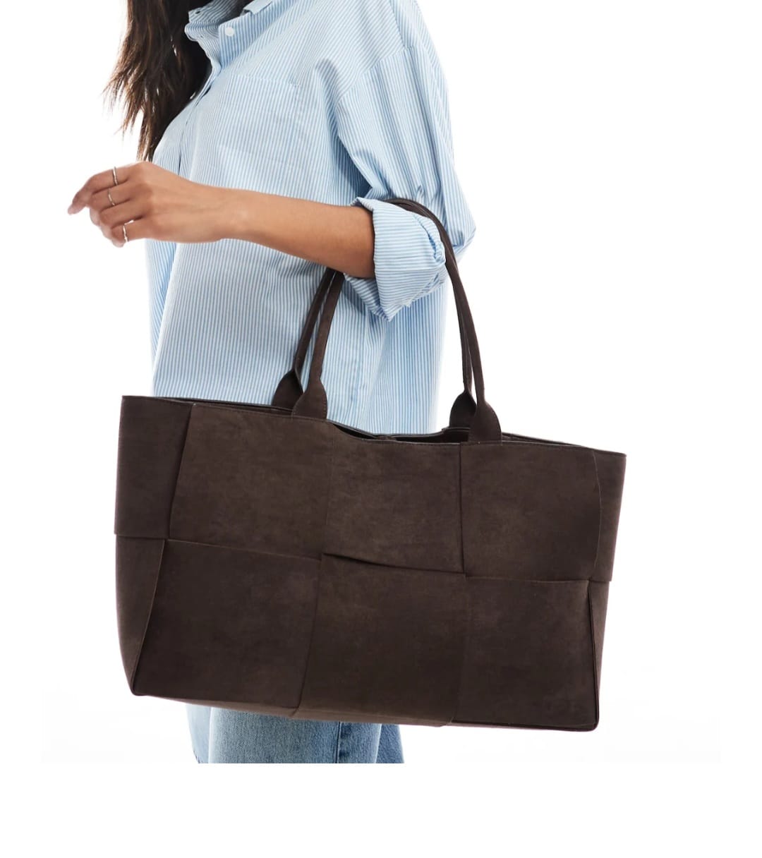 TSV Glamorous Large Woven Faux Suede Tote Bag.