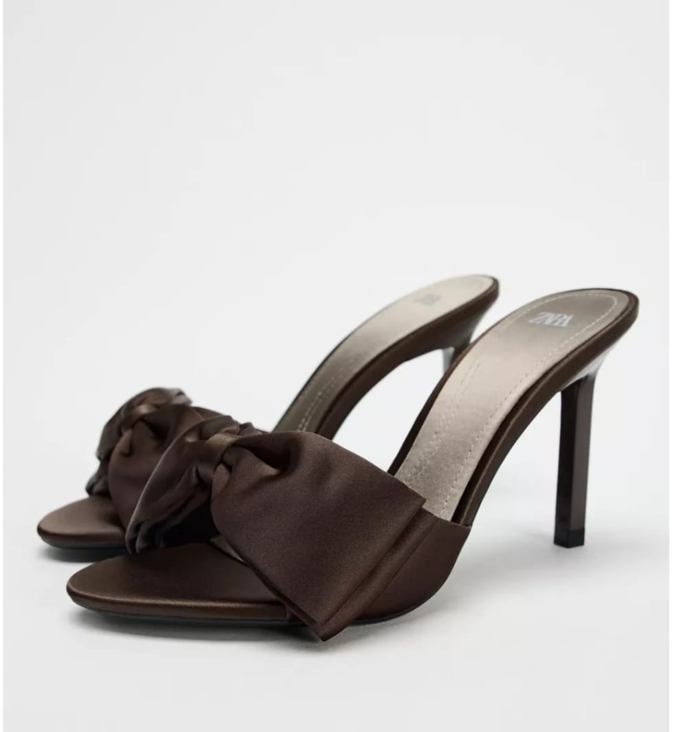 SVE SATIN EFFECT HIGH HEELED MULE SHOES WITH MAXI BOW FROM ZARA