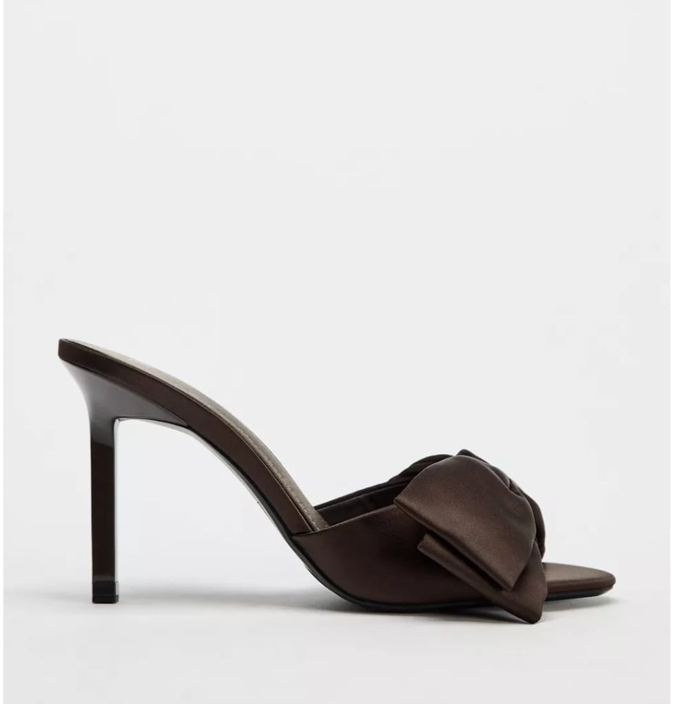 SVE SATIN EFFECT HIGH HEELED MULE SHOES WITH MAXI BOW FROM ZARA